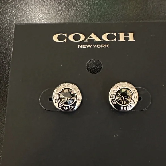 Coach Silver Logo Stud Earrings - Picture 1 of 3